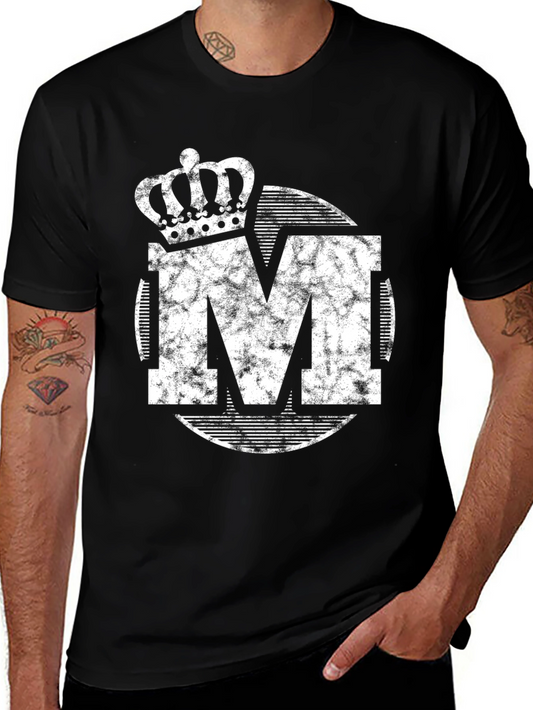 King M Crown Graphic Tee - Distressed Print