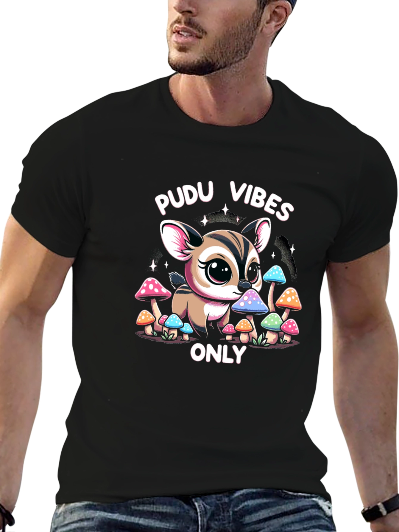 Pudu Vibes Only Graphic Tee - Black Cotton T-Shirt