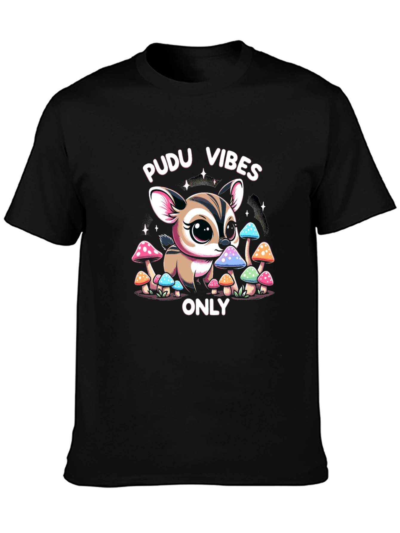 Pudu Vibes Only Graphic Tee - Black Cotton T-Shirt