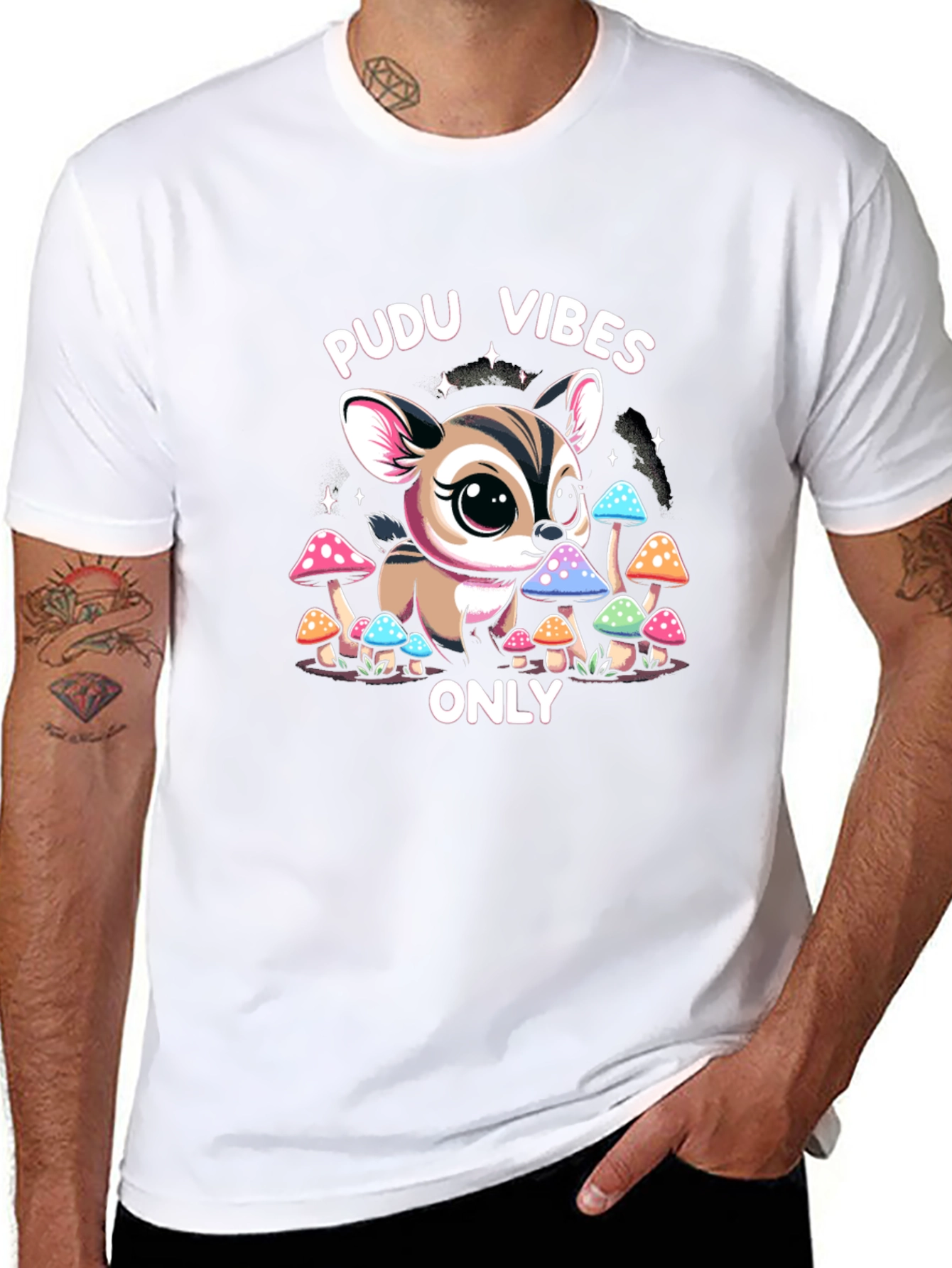 Pudu Vibes Only Graphic Tee - Black Cotton T-Shirt