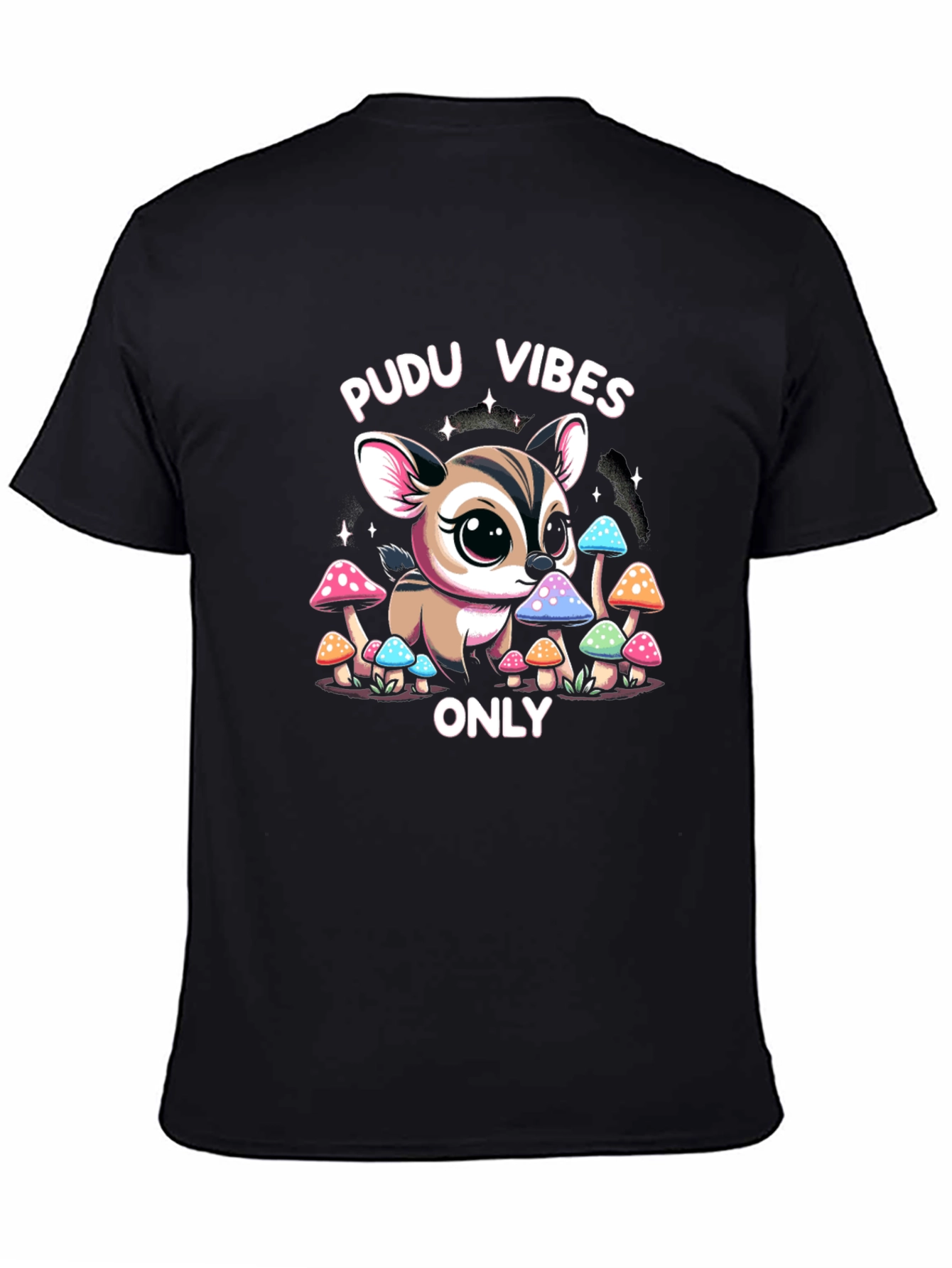 Pudu Vibes Only Graphic Tee - Black Cotton T-Shirt