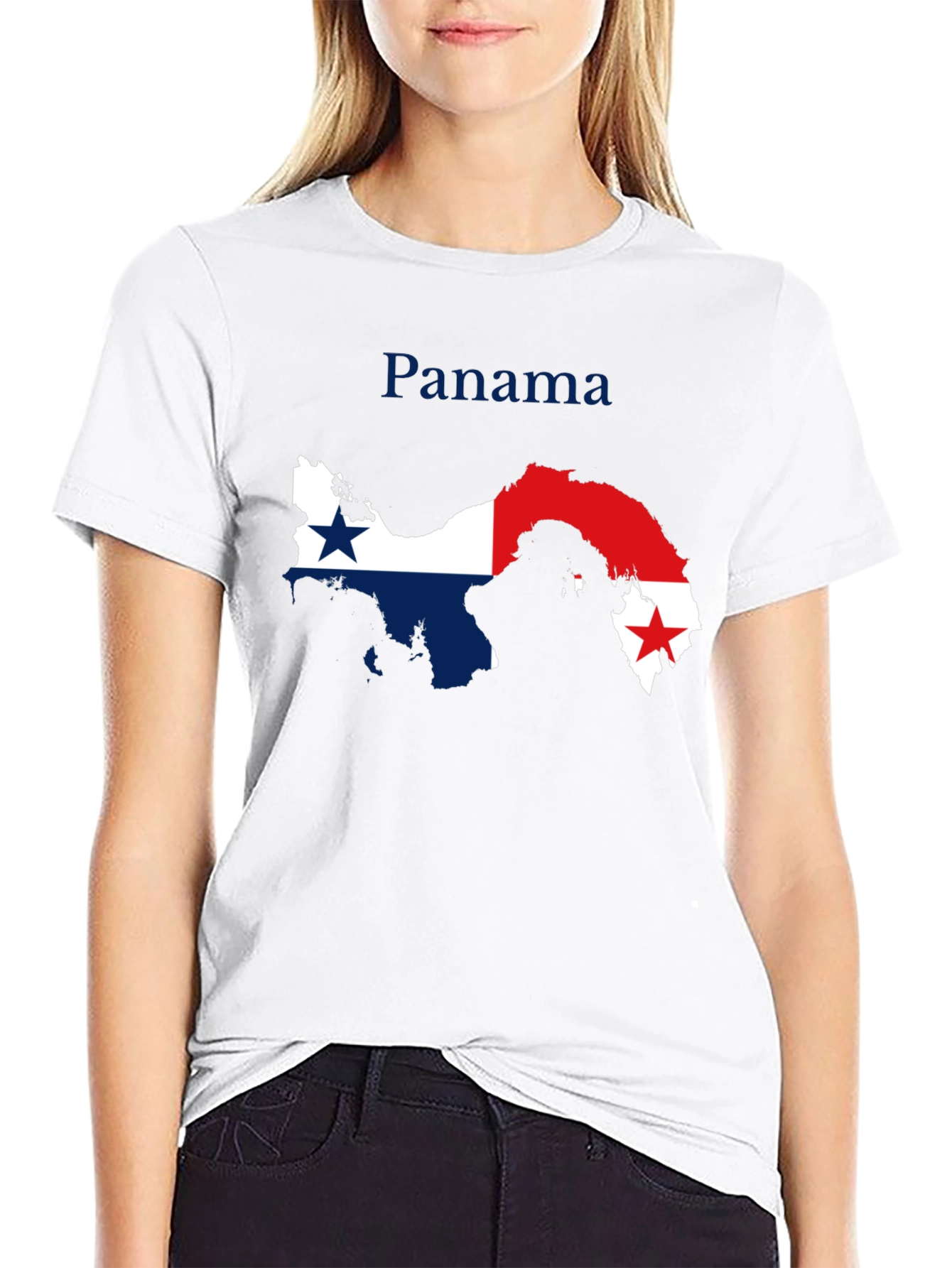 Panama Flag Map T-Shirt - Black Crew Neck Tee