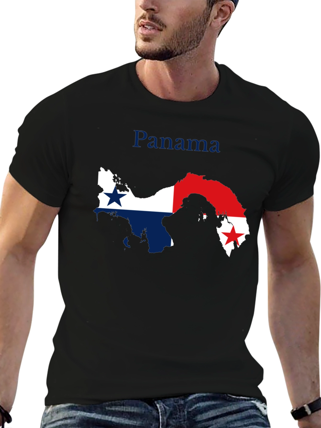 Panama Flag Map T-Shirt - Black Crew Neck Tee