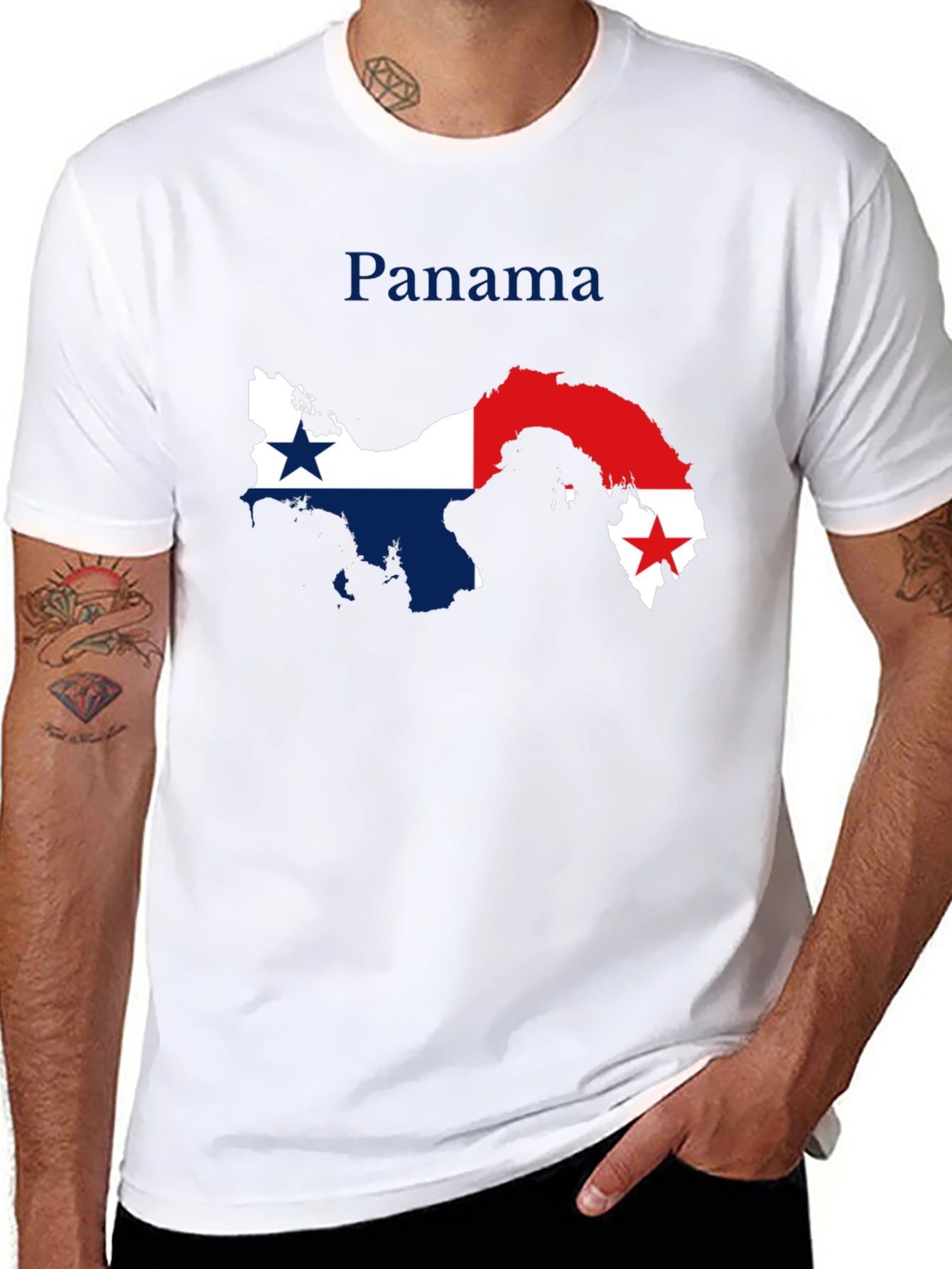 Panama Flag Map T-Shirt - Black Crew Neck Tee