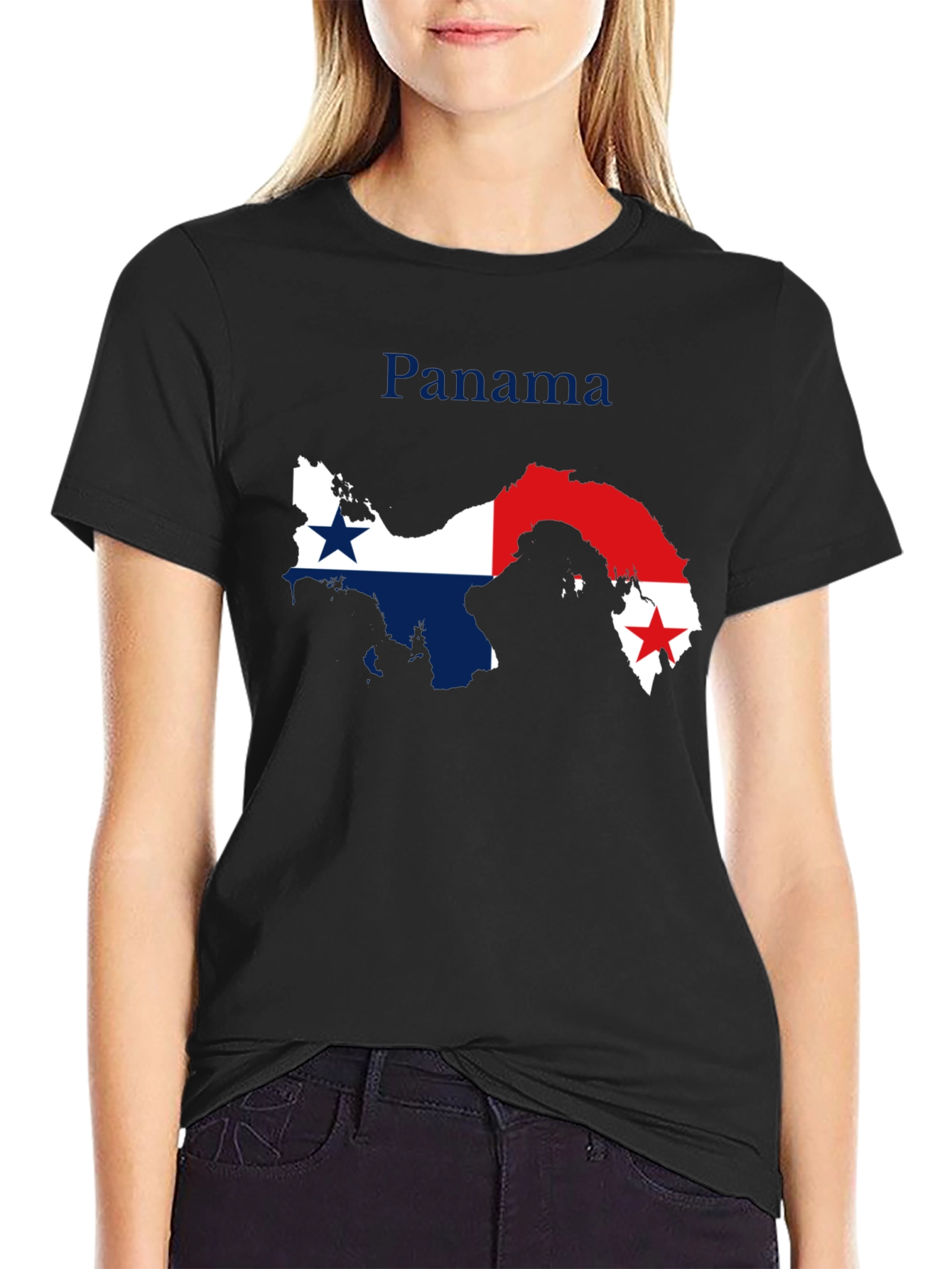 Panama Flag Map T-Shirt - Black Crew Neck Tee