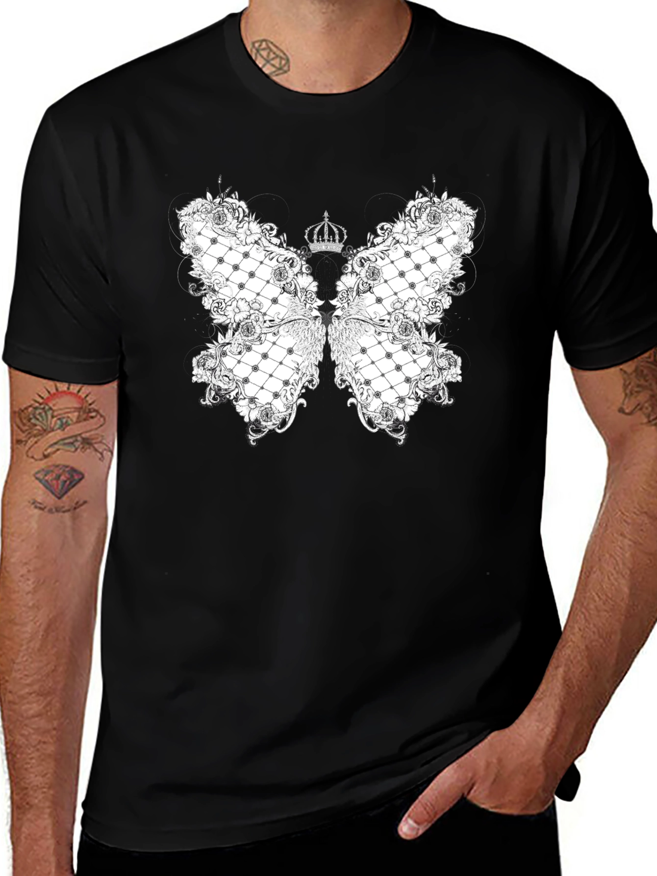 Butterfly Crown Graphic Tee - Black T-Shirt