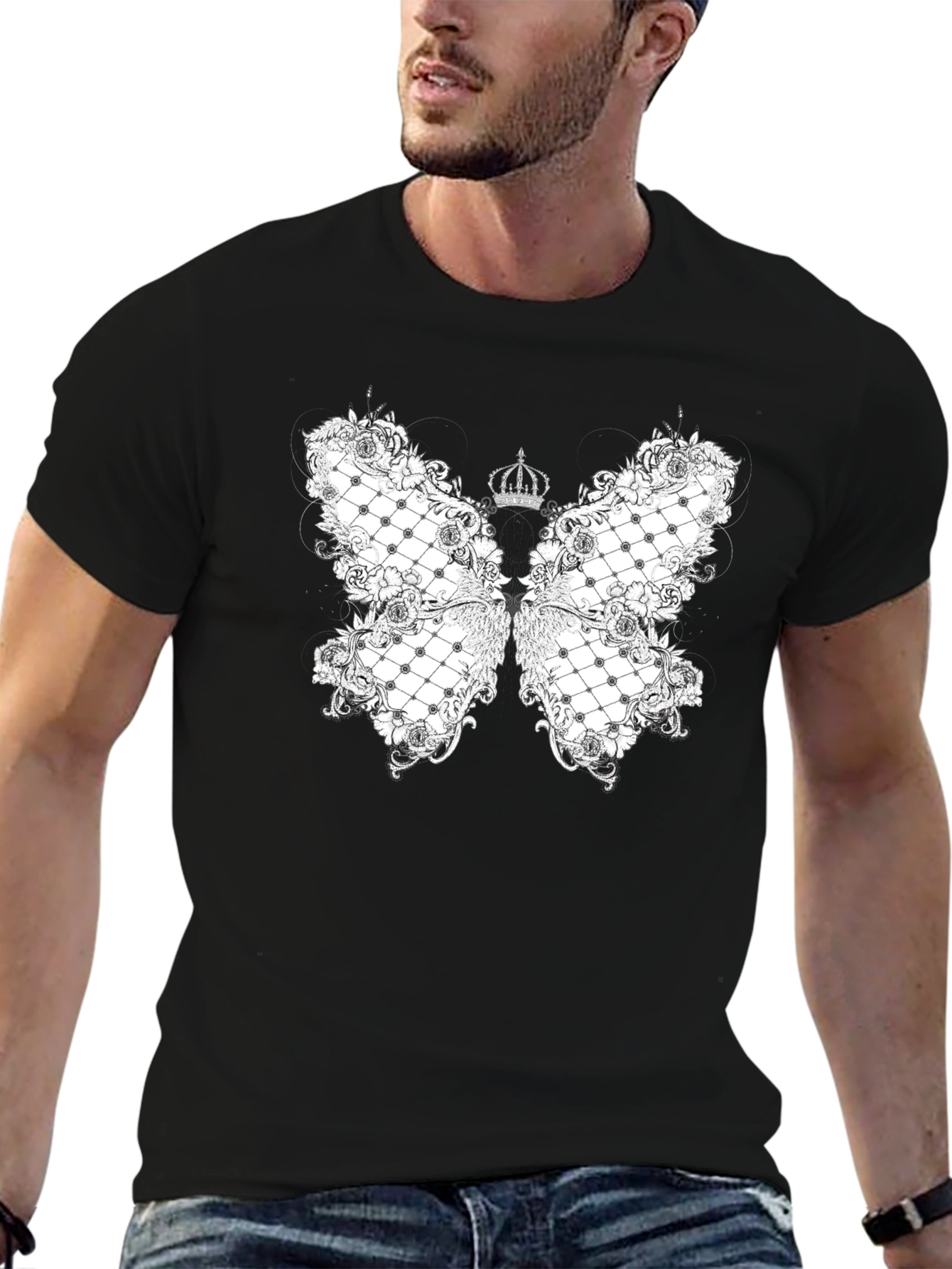 Butterfly Crown Graphic Tee - Black T-Shirt