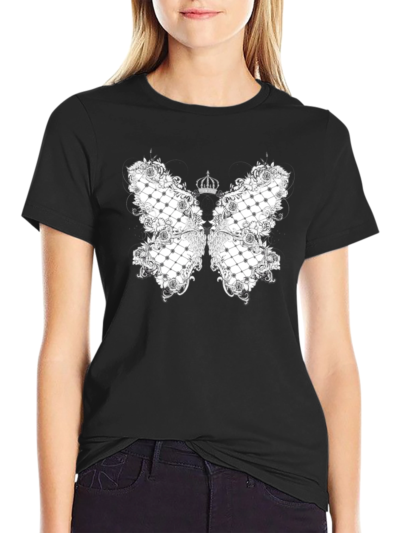 Butterfly Crown Graphic Tee - Black T-Shirt