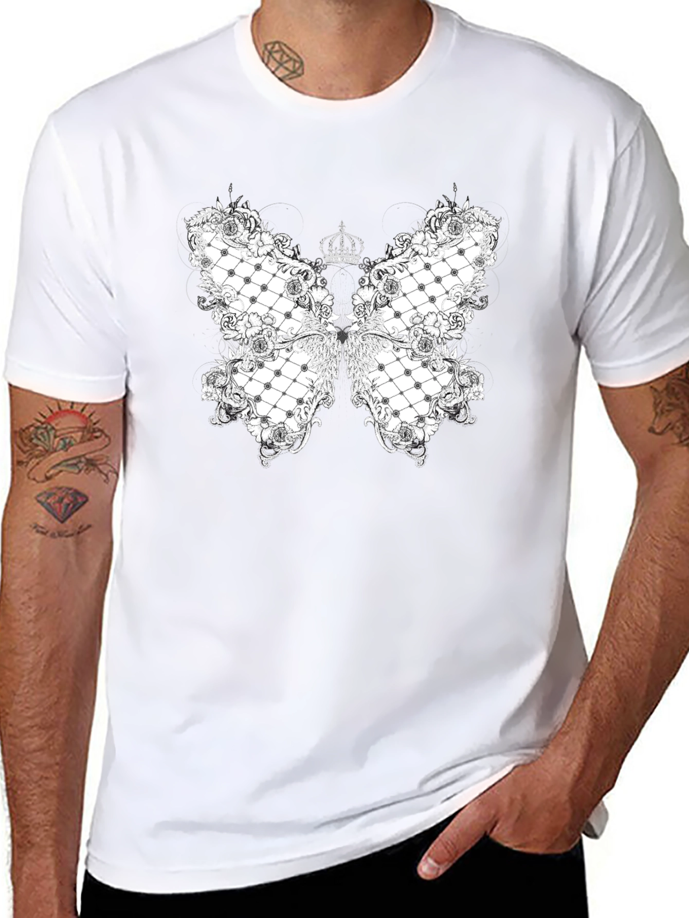 Butterfly Crown Graphic Tee - Black T-Shirt