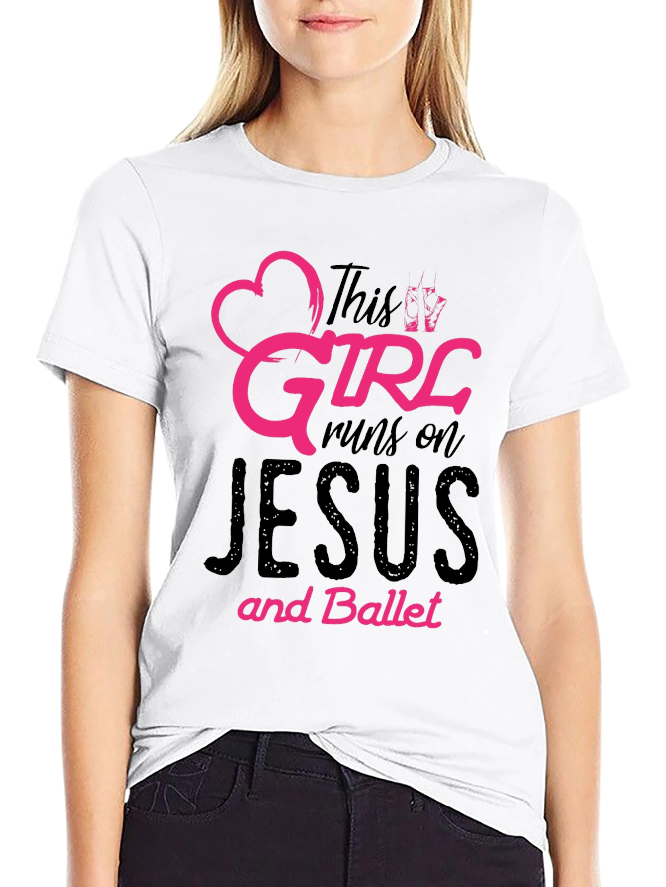 This Girl Runs on Jesus and Ballet Black T-Shirt