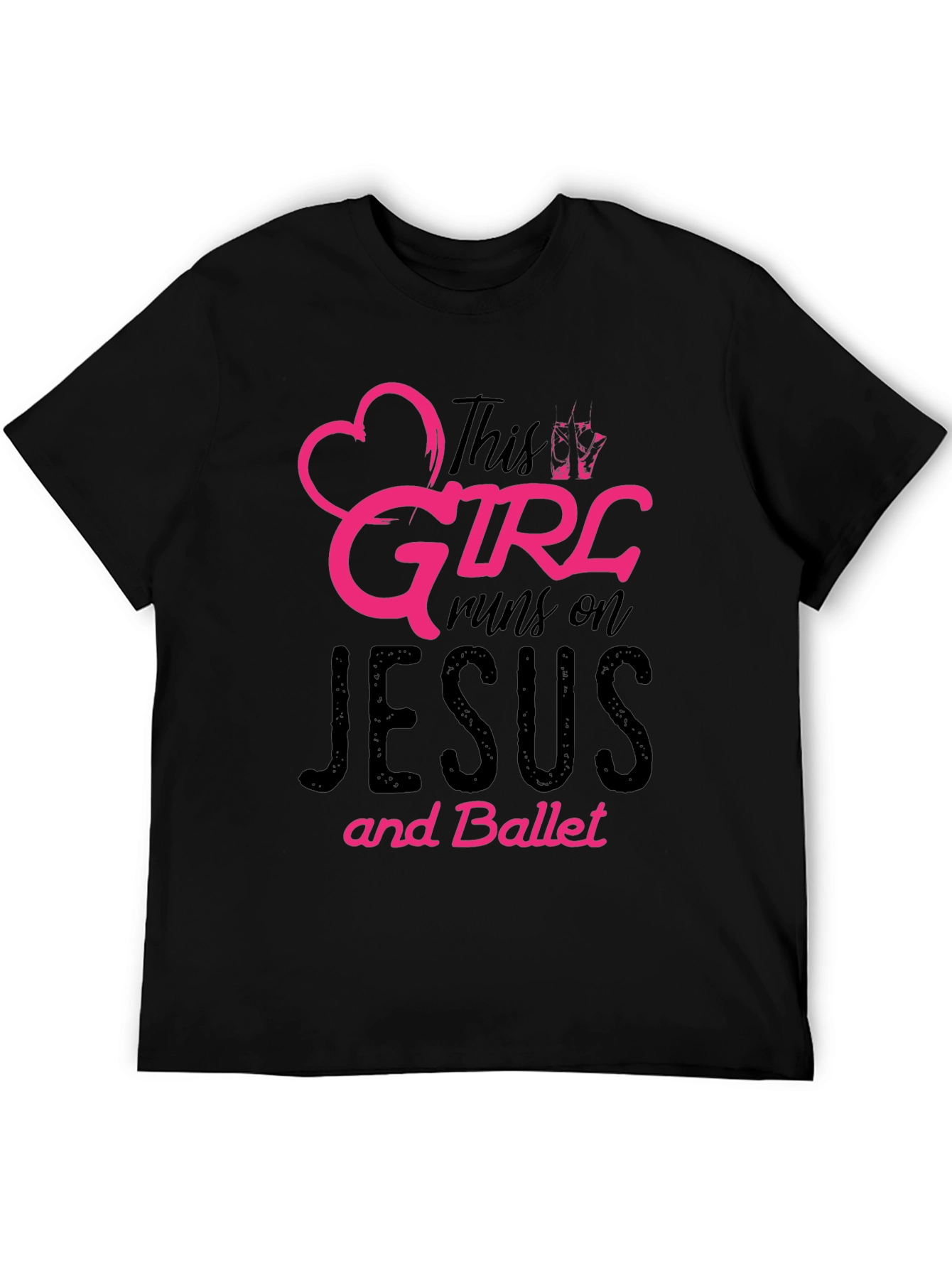 This Girl Runs on Jesus and Ballet Black T-Shirt