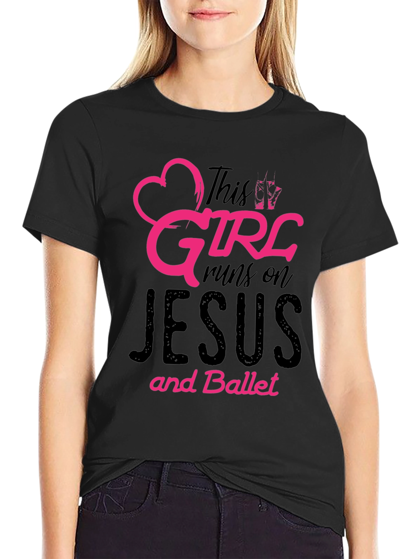This Girl Runs on Jesus and Ballet Black T-Shirt
