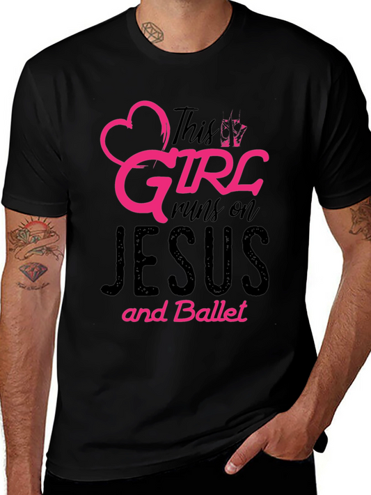 This Girl Runs on Jesus and Ballet Black T-Shirt