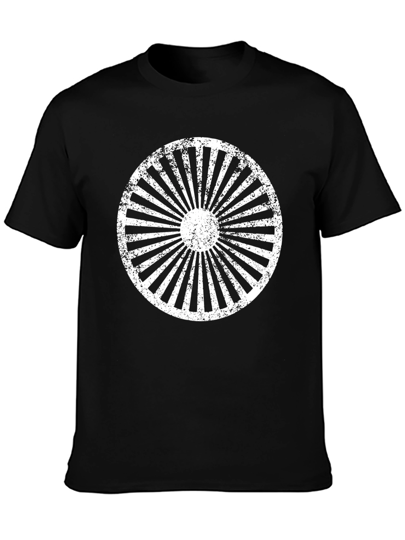 Distressed Circle Ray Graphic Tee - Black