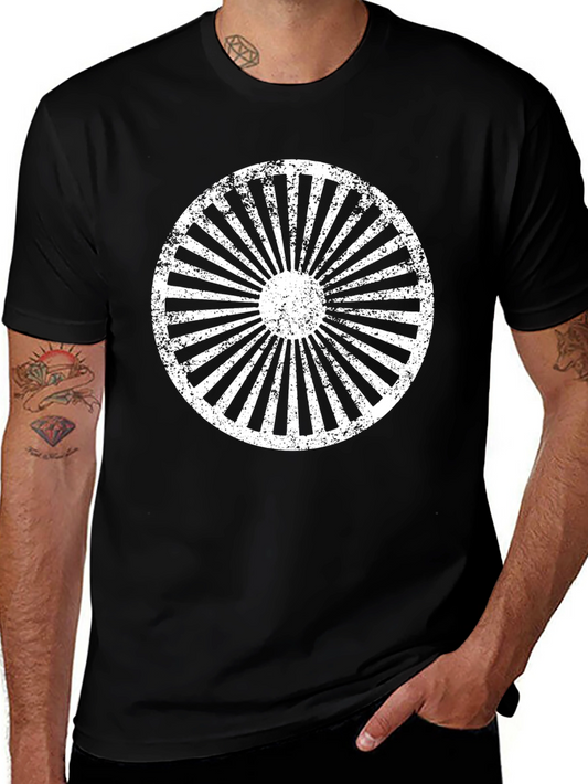Distressed Circle Ray Graphic Tee - Black