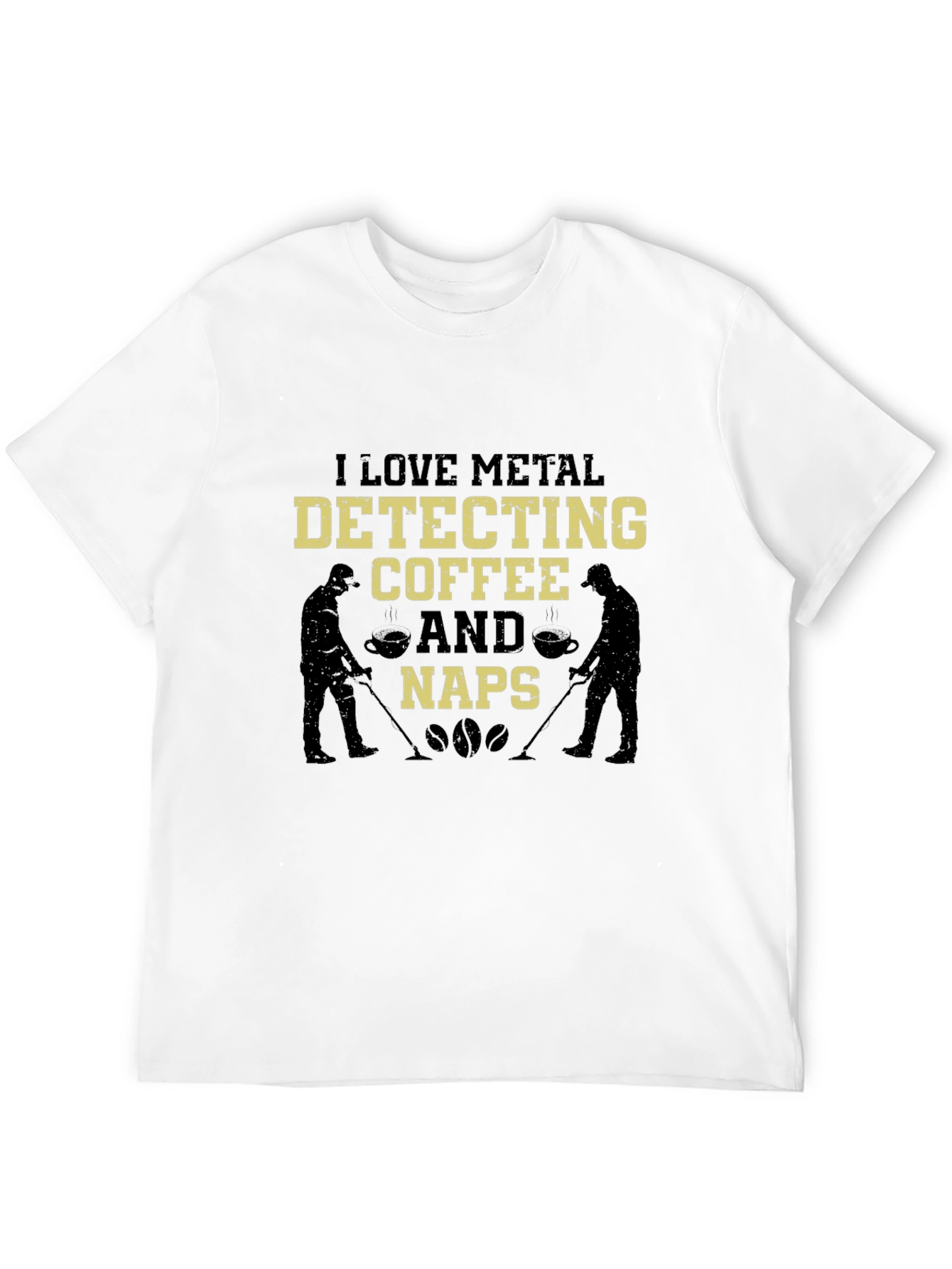 Metal Detecting Coffee & Naps Black Graphic T-Shirt