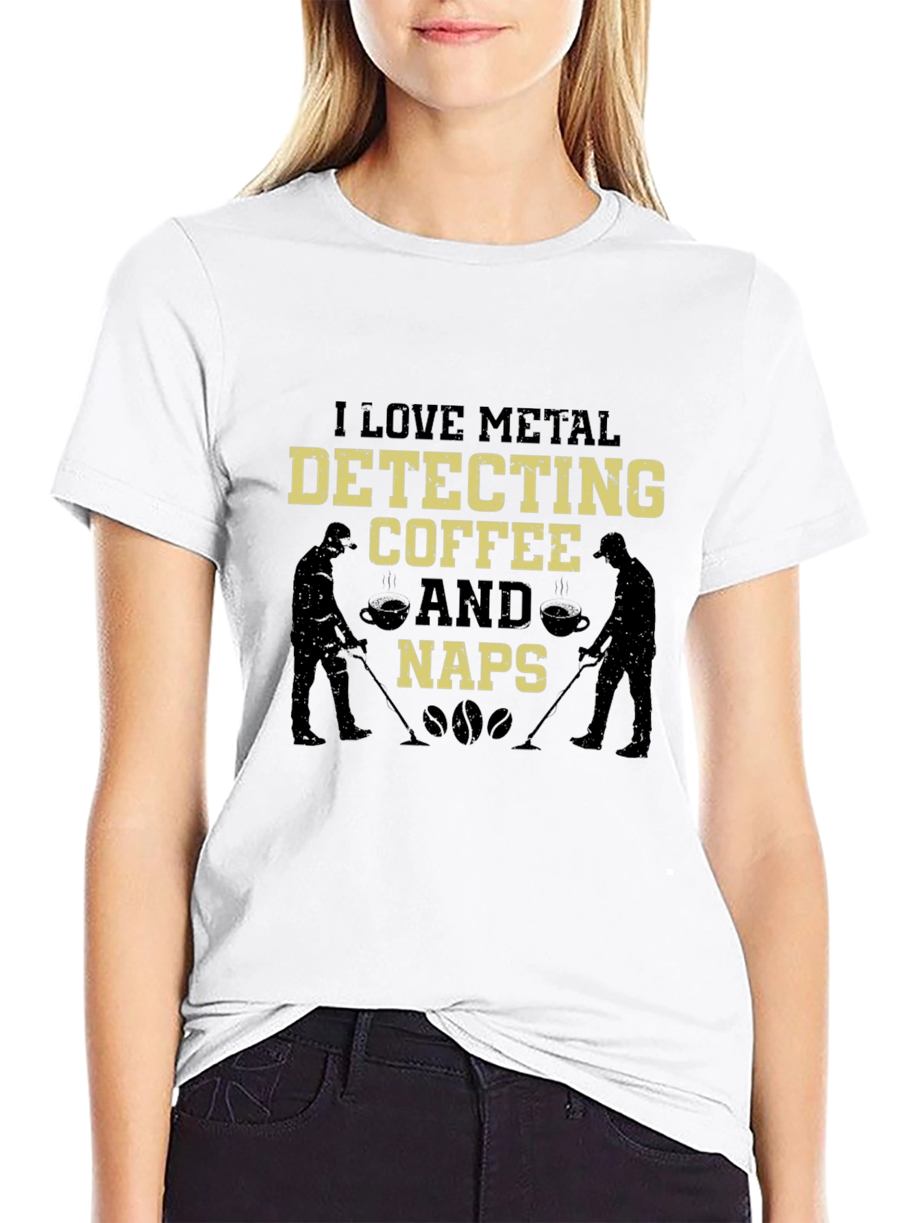 Metal Detecting Coffee & Naps Black Graphic T-Shirt