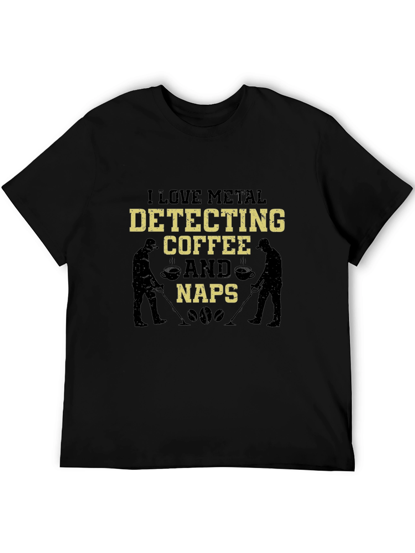 Metal Detecting Coffee & Naps Black Graphic T-Shirt
