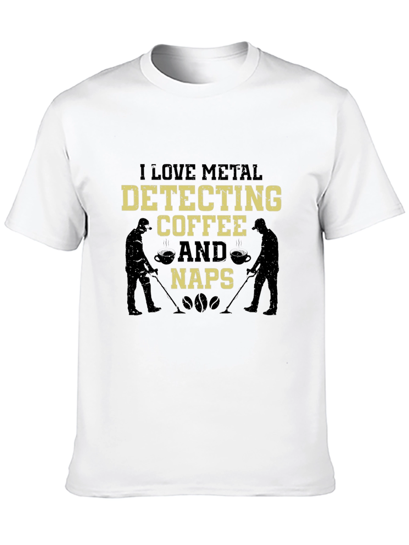 Metal Detecting Coffee & Naps Black Graphic T-Shirt