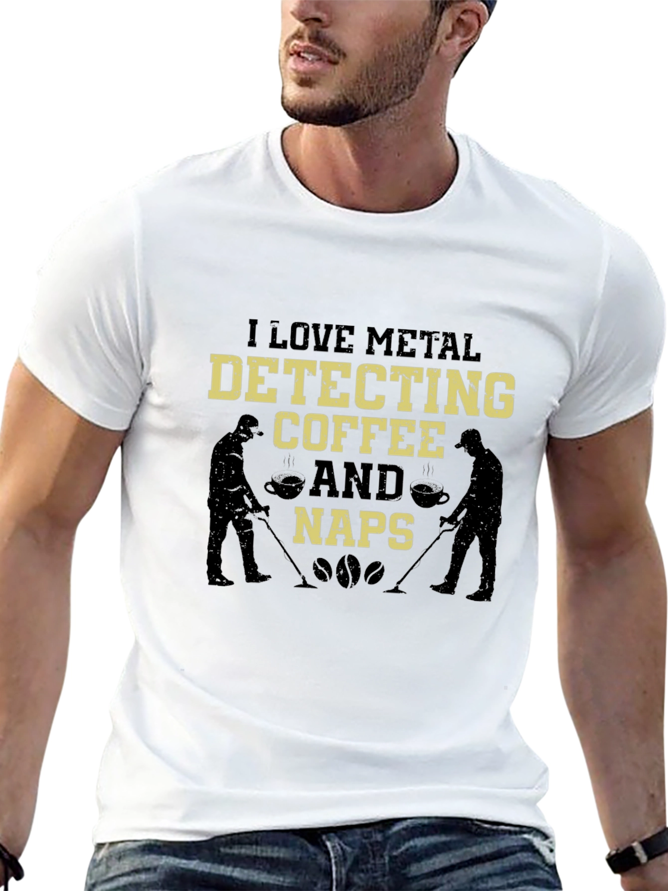 Metal Detecting Coffee & Naps Black Graphic T-Shirt