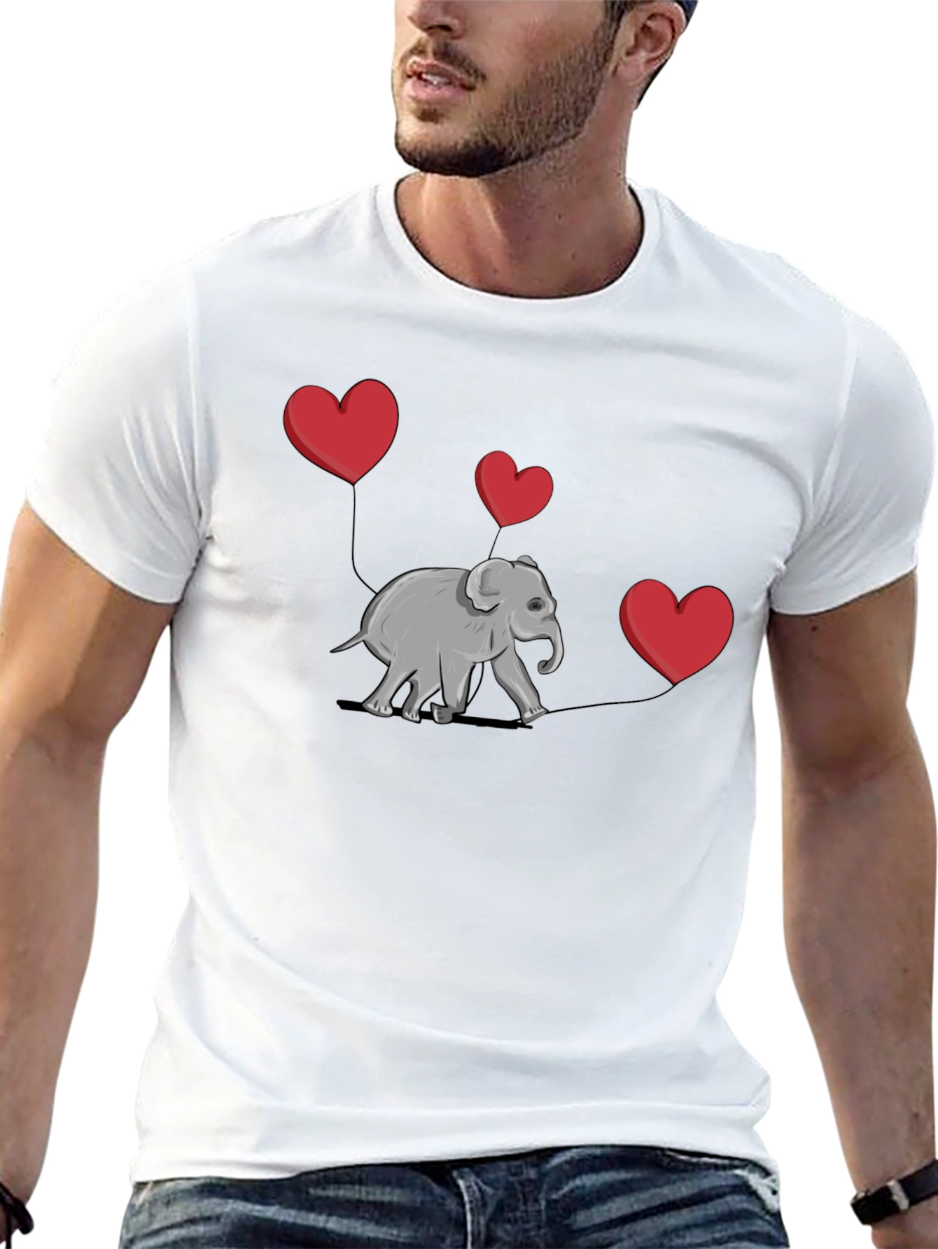 Elephant Love Heart Balloon Graphic T-Shirt
