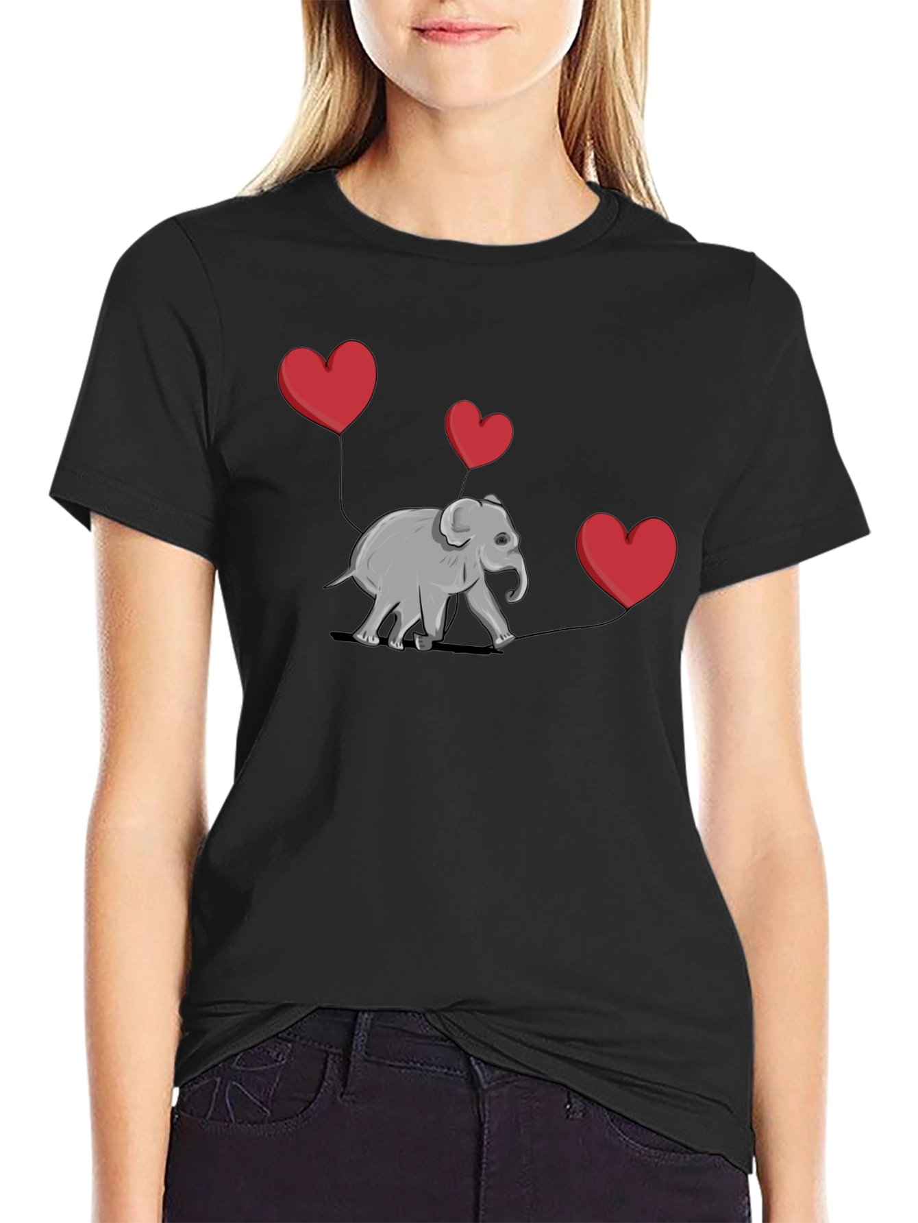 Elephant Love Heart Balloon Graphic T-Shirt