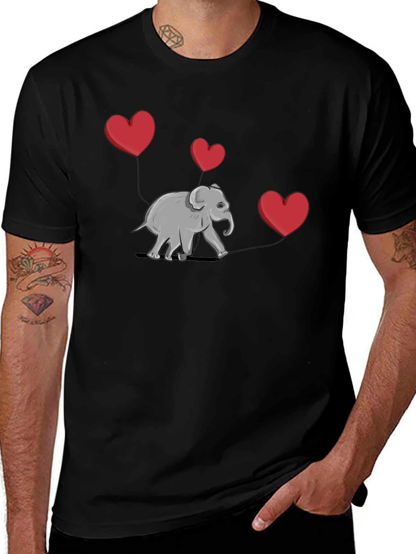 Elephant Love Heart Balloon Graphic T-Shirt