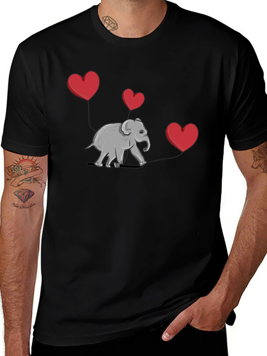 Elephant Love Heart Balloon Graphic T-Shirt