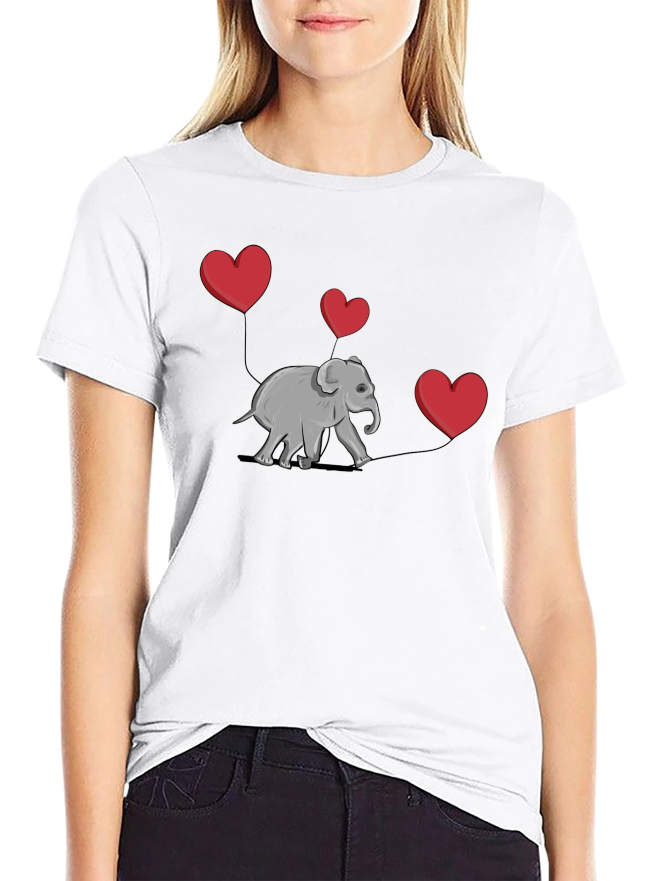 Elephant Love Heart Balloon Graphic T-Shirt