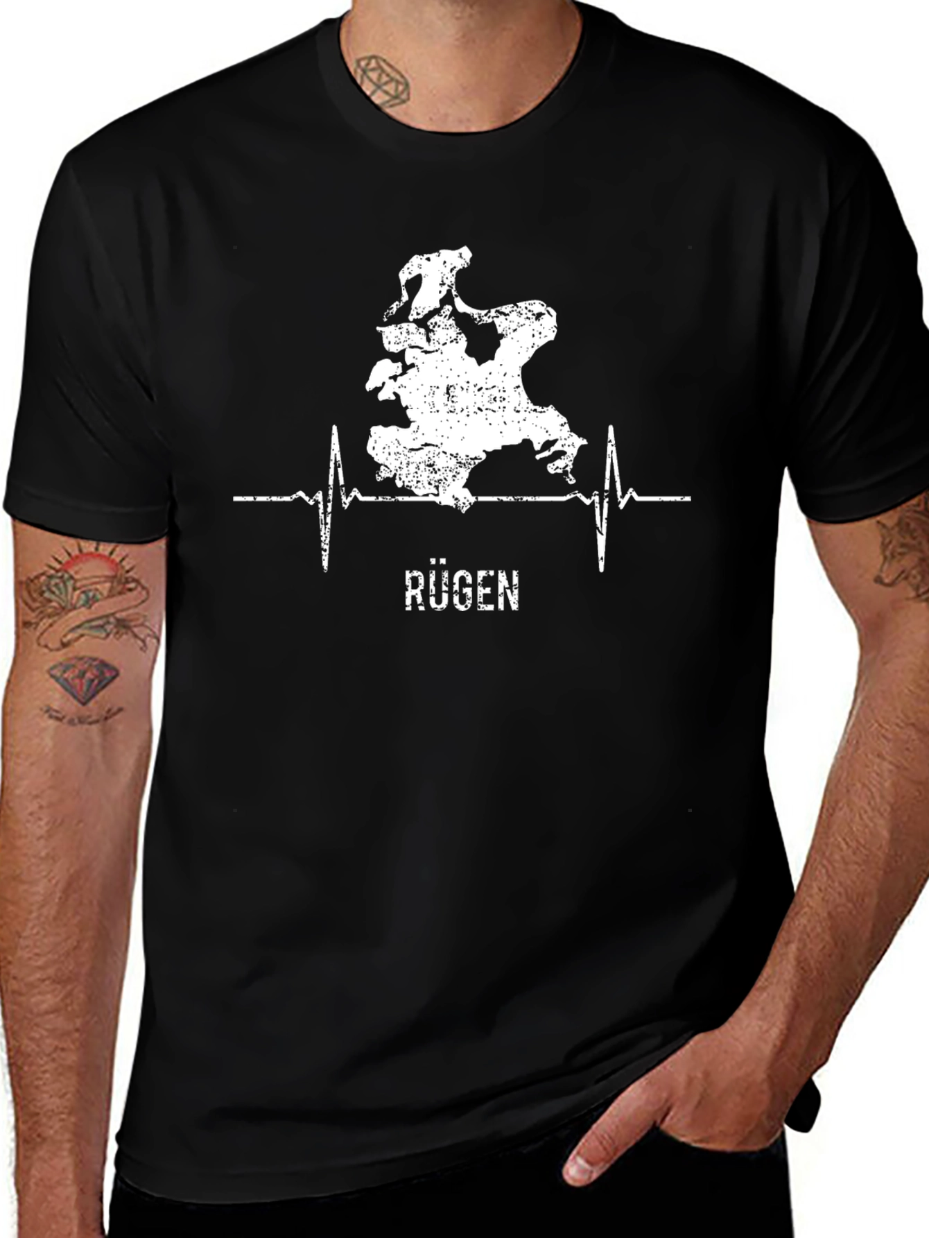 Rügen Heartbeat Black T-Shirt
