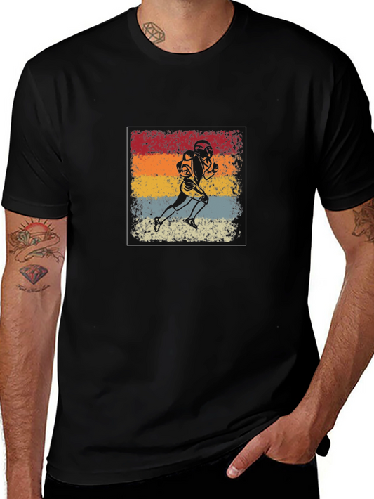 Retro Football Player Graphic Tee - Vintage Style