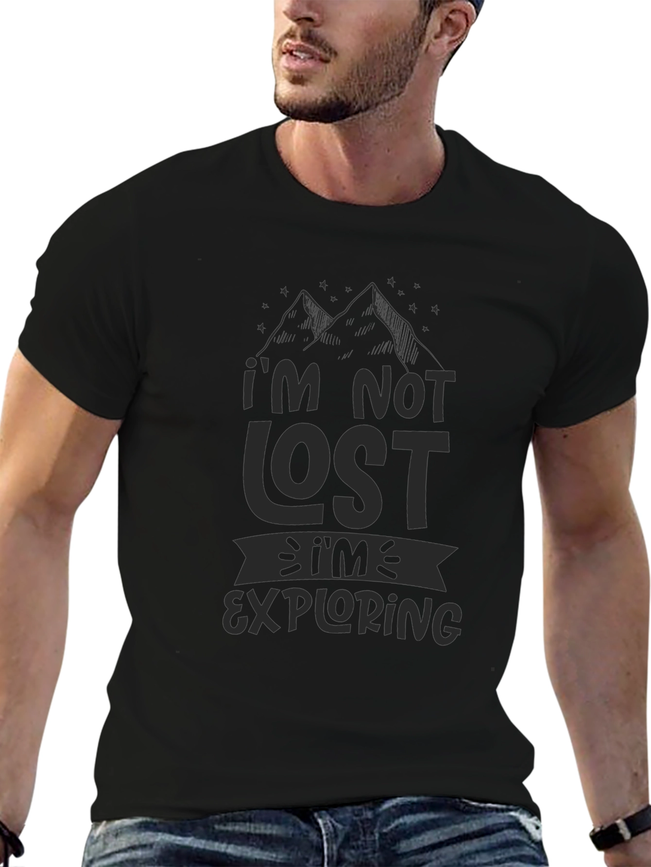 Im Not Lost Im Exploring Mens Black T-Shirt