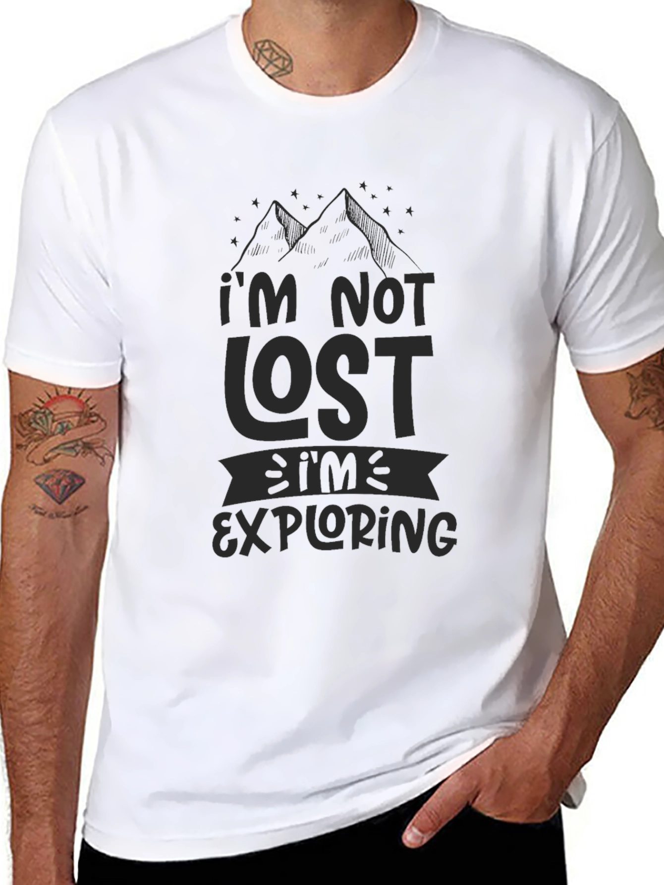 Im Not Lost Im Exploring Mens Black T-Shirt