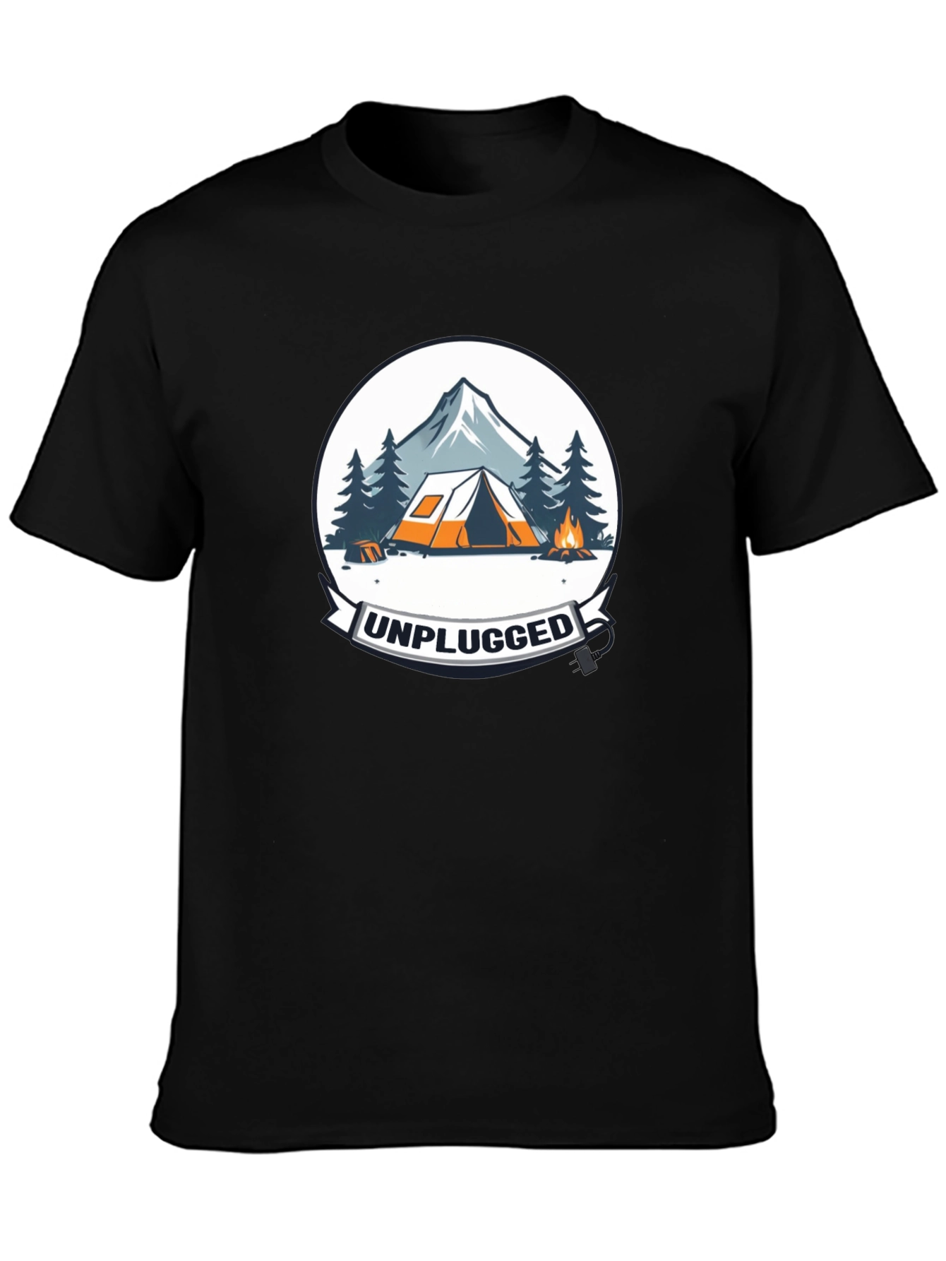 Unplugged Camping Graphic Tee - Black