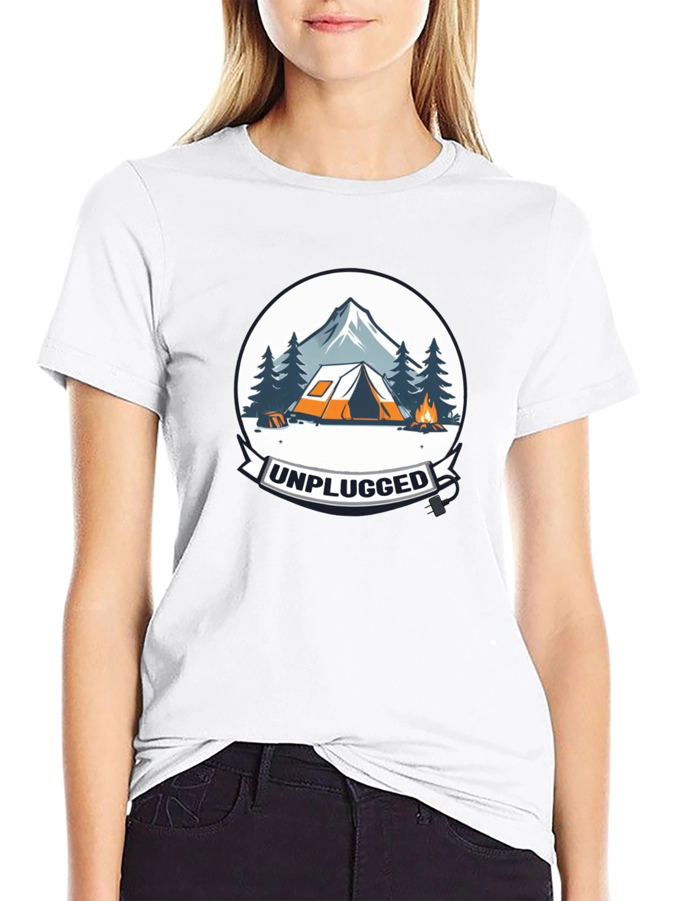 Unplugged Camping Graphic Tee - Black