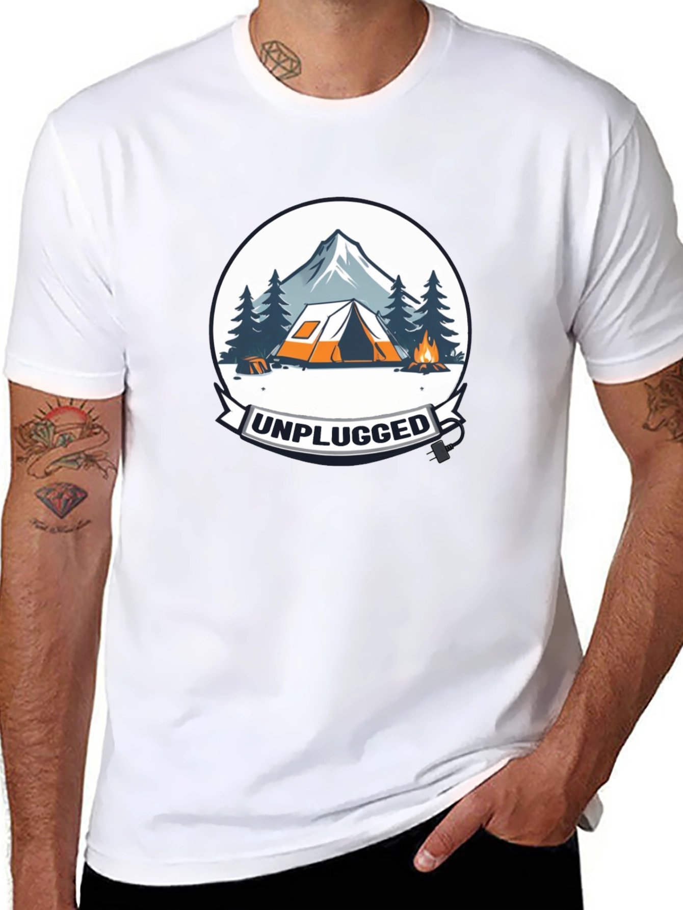 Unplugged Camping Graphic Tee - Black