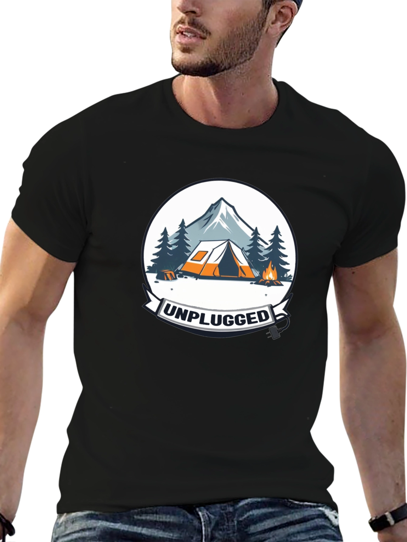 Unplugged Camping Graphic Tee - Black