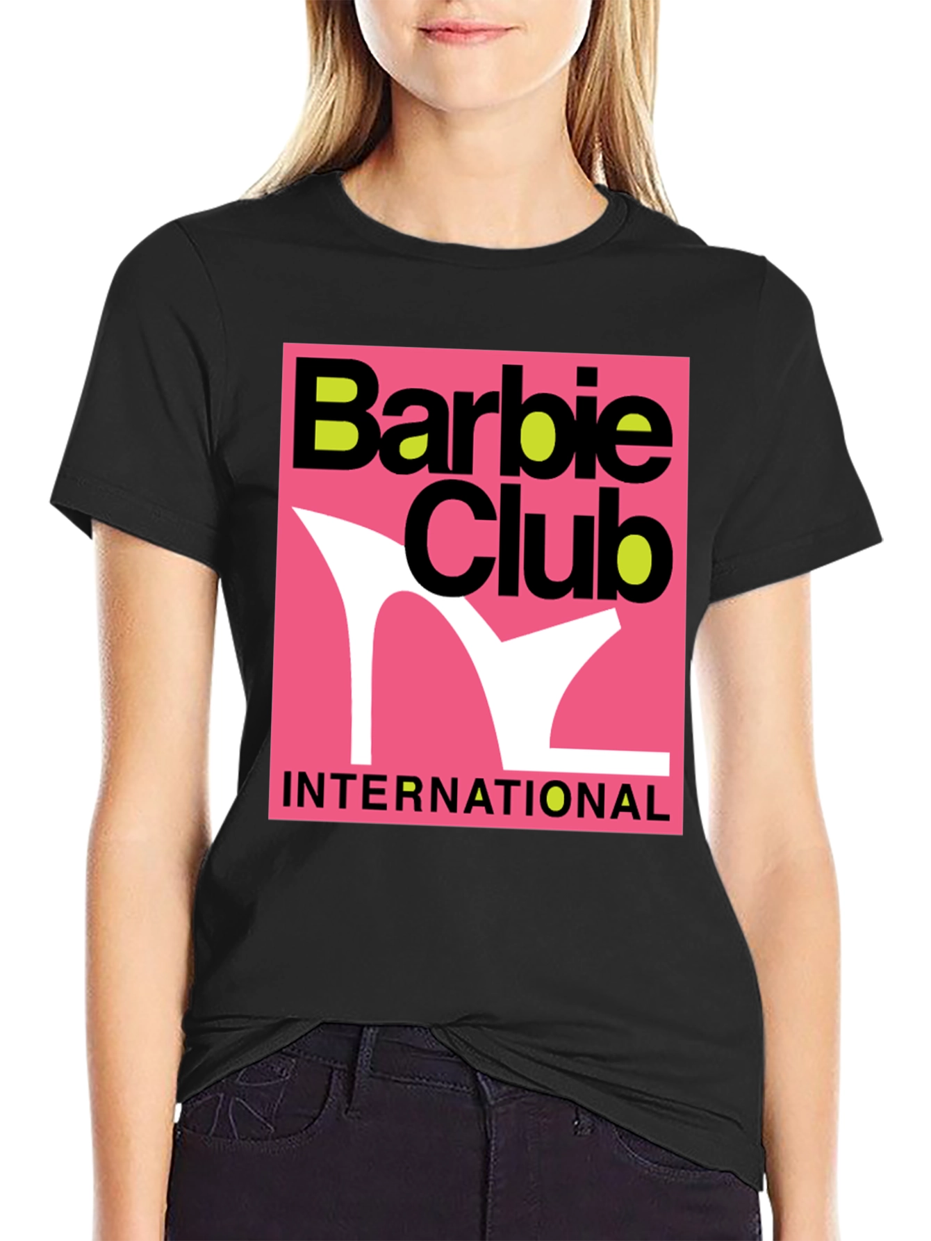 Barbie Club International Graphic Tee - Black Cotton