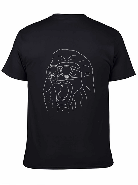 Cool Lion Graphic Print Black T-Shirt