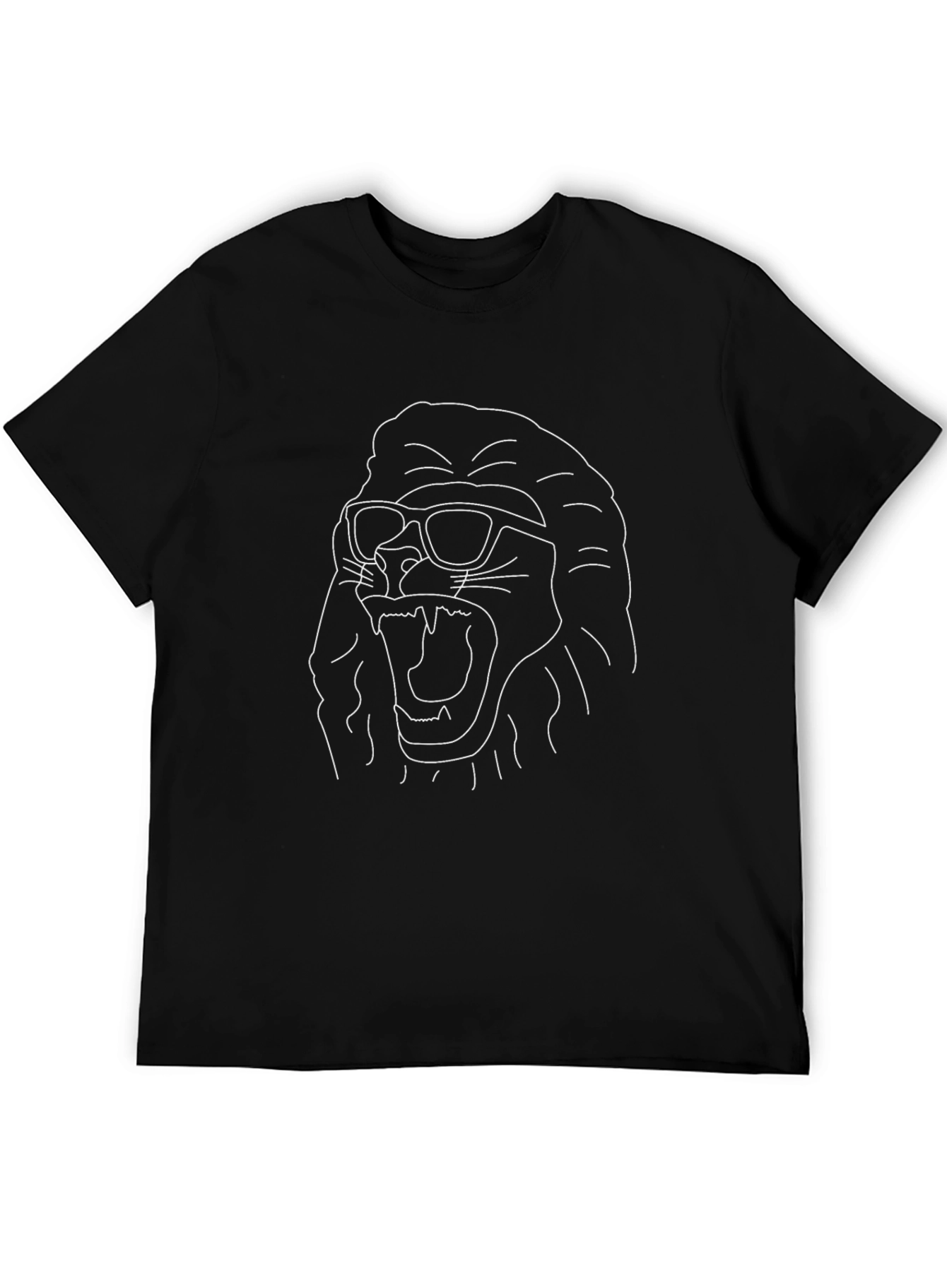 Cool Lion Graphic Print Black T-Shirt
