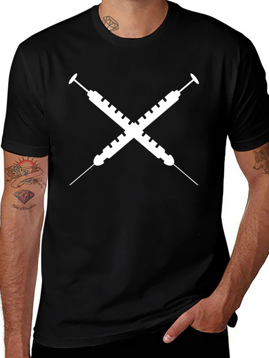 Crossed Syringe Graphic Tee - Unisex Black T-Shirt