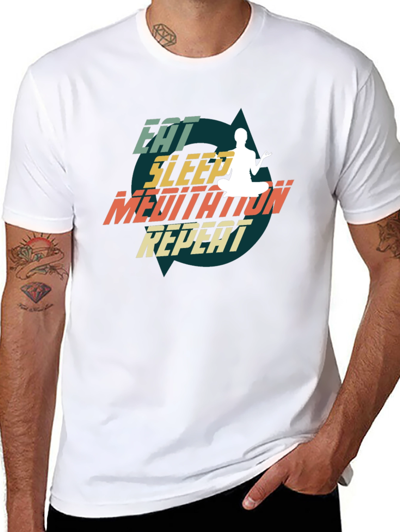 Eat Sleep Meditate Repeat Black T-Shirt