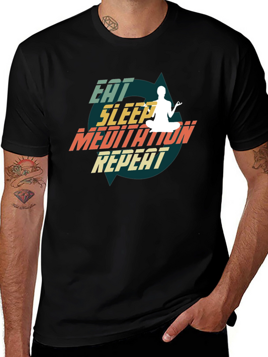 Eat Sleep Meditate Repeat Black T-Shirt