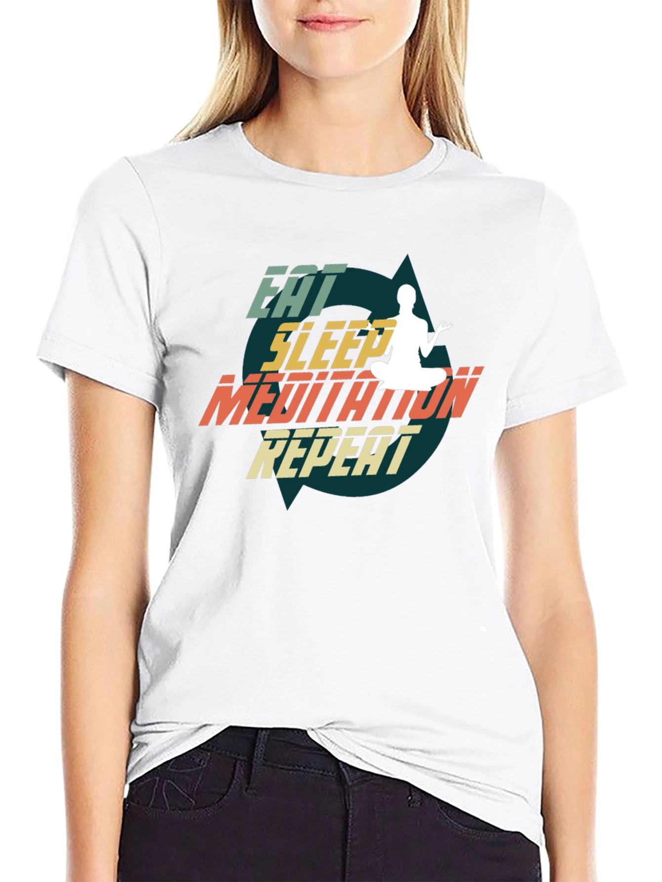 Eat Sleep Meditate Repeat Black T-Shirt