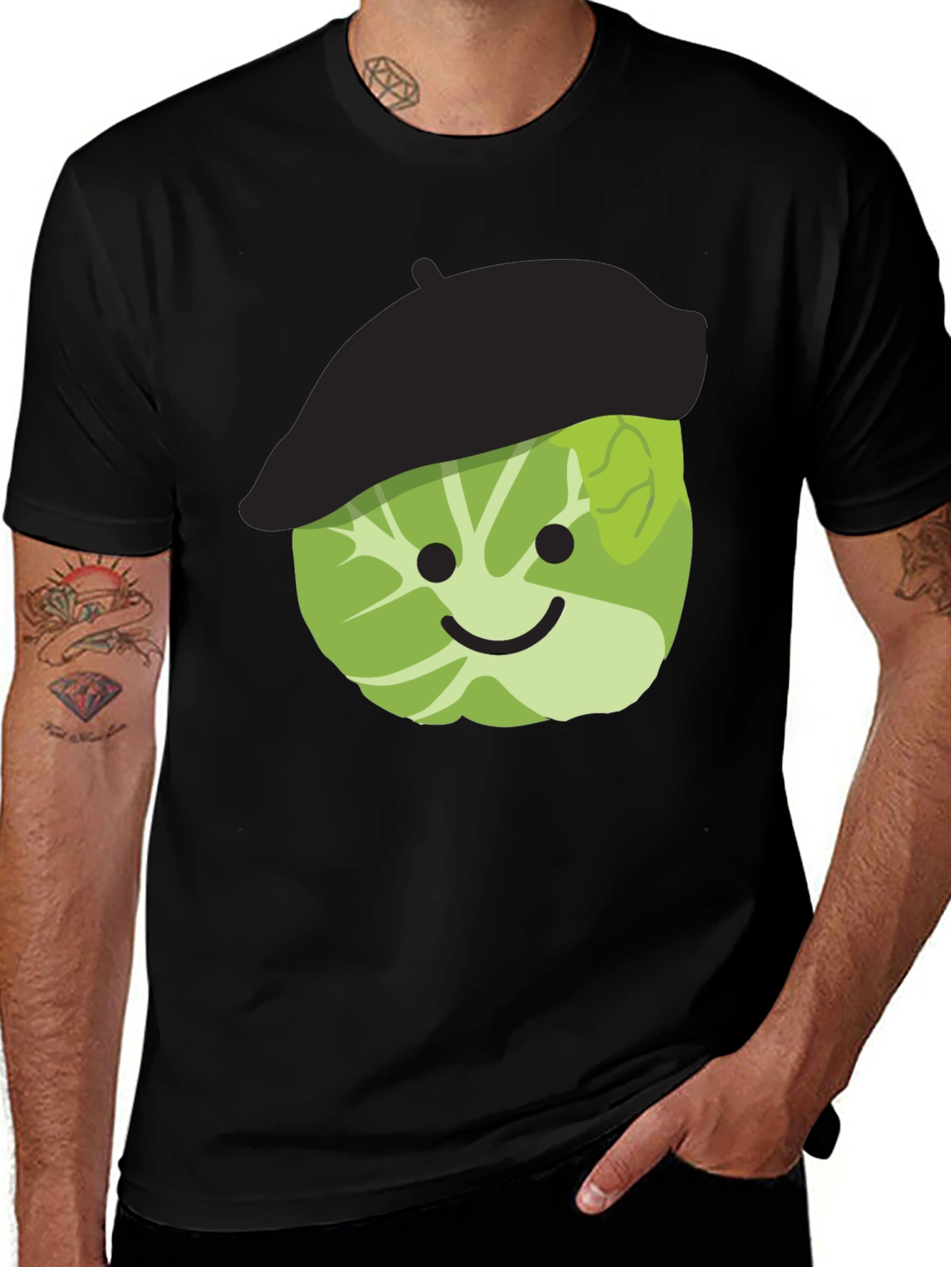 Brussels Sprout Beret Funny T-Shirt