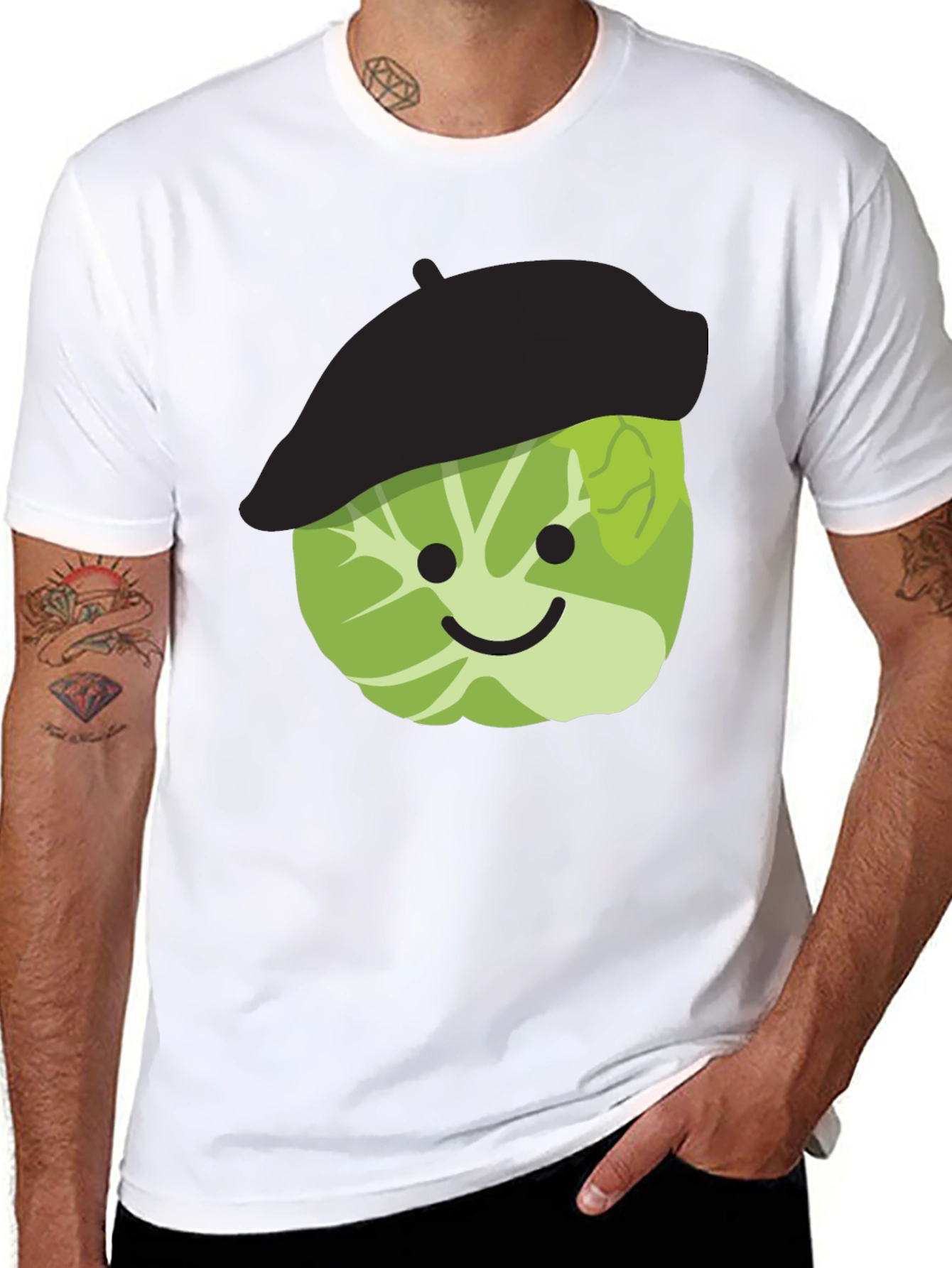 Brussels Sprout Beret Funny T-Shirt
