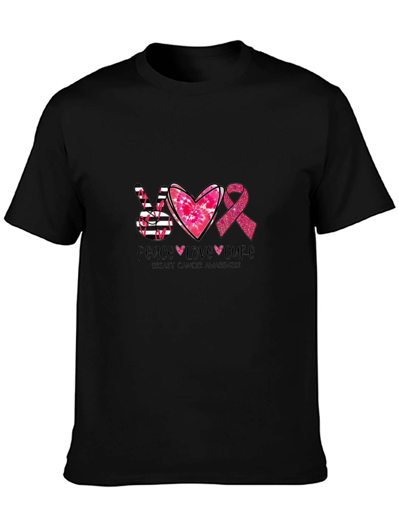 Peace Love Cure Breast Cancer Awareness T-Shirt