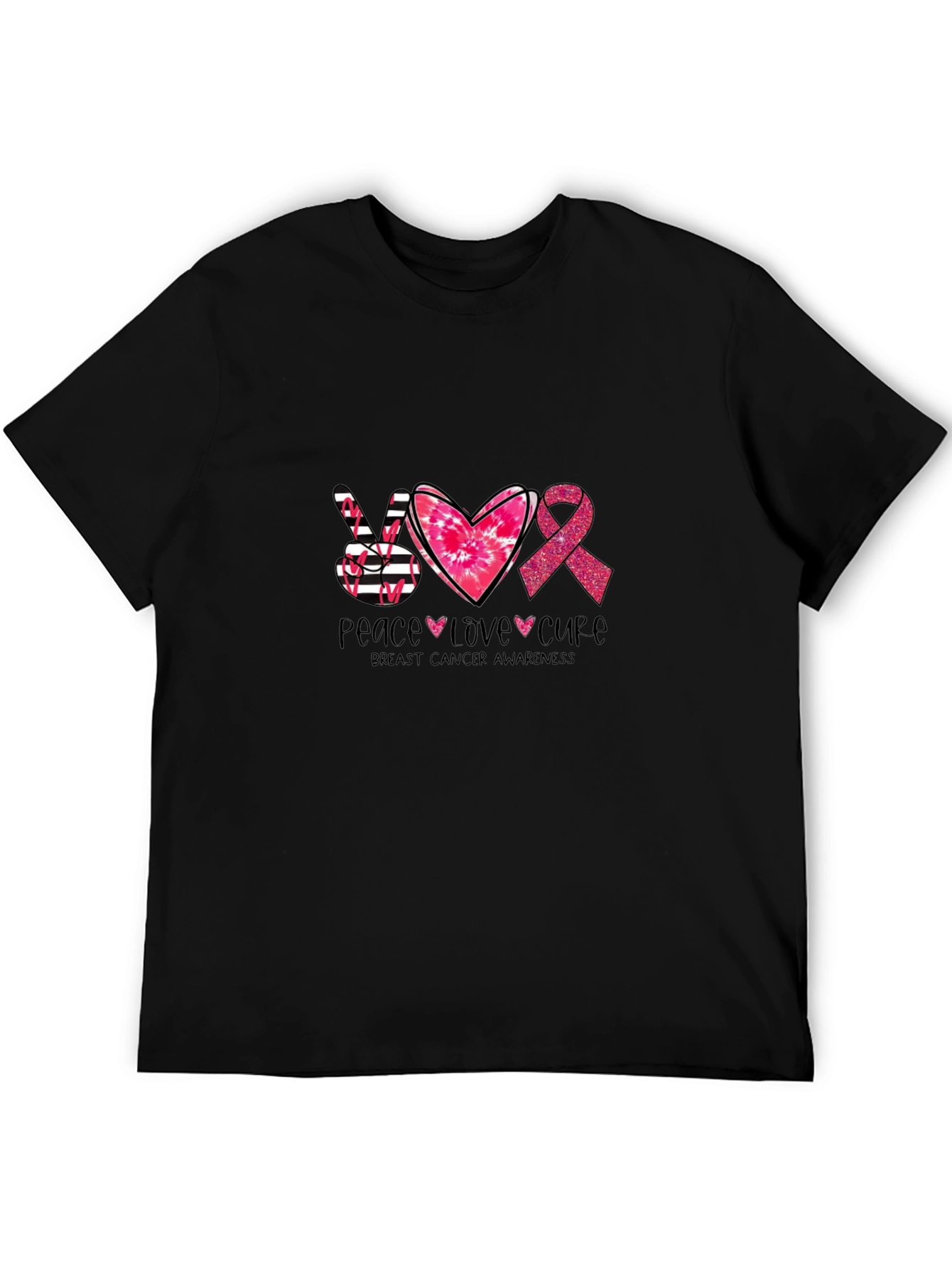 Peace Love Cure Breast Cancer Awareness T-Shirt