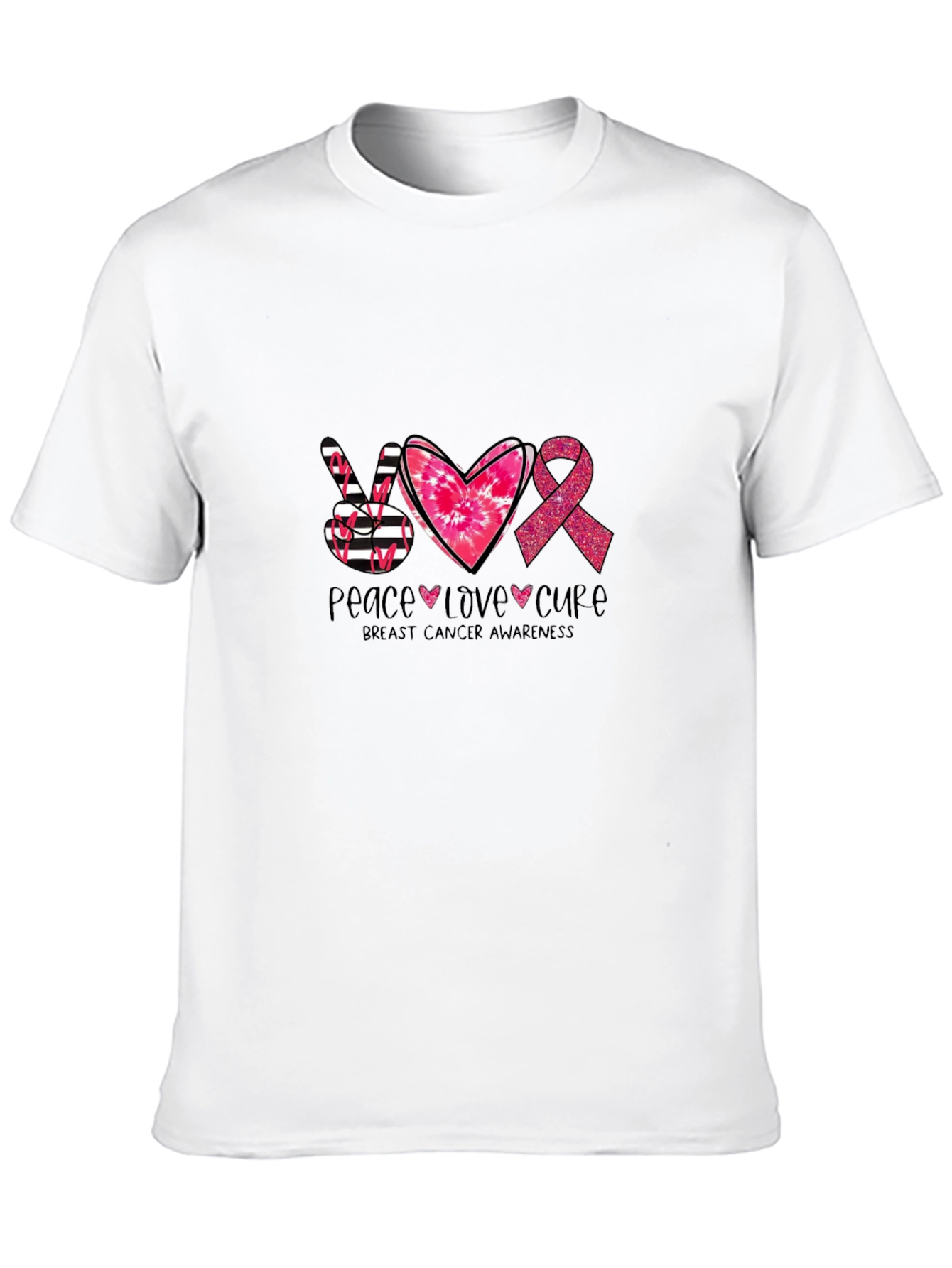Peace Love Cure Breast Cancer Awareness T-Shirt