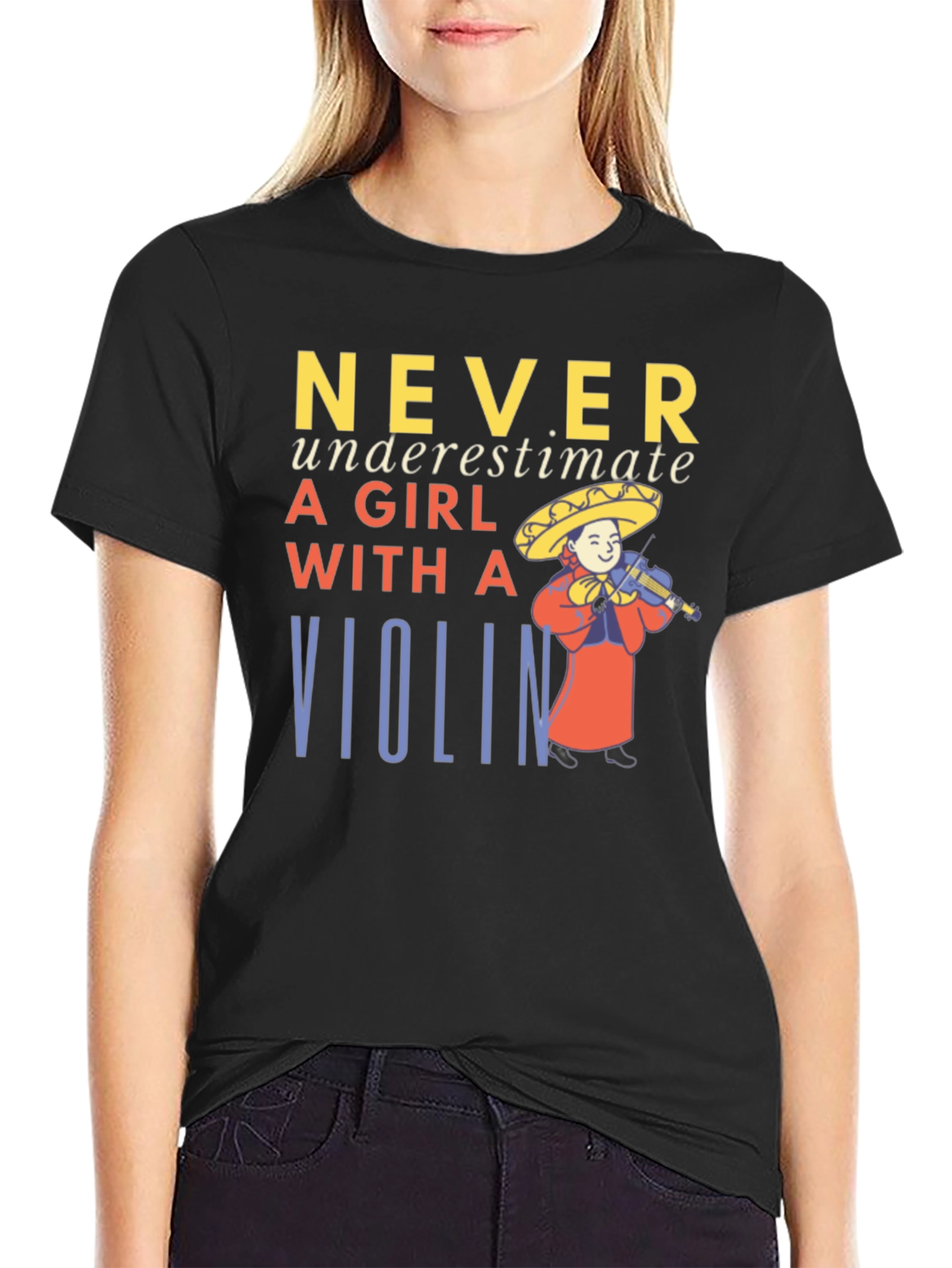 Never Underestimate A Girl With A Violin T-Shirt